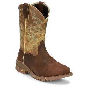 Tony Lama Back Men Footwear Work Pull-On Roustabout 11" Steel Toe Waterproof Work Boot Color Russet (#TW5006)