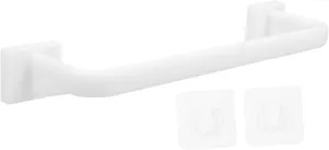 Towel Rack Self Adhesive Easy Install White Towel Bar Hooks Wall Mounted for Bathroom Kitchen Laundry