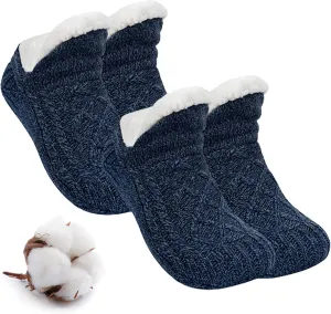 Truecups Fleece Socks, Fleecesox - Fleece-Lined Non-slip Thermal Slippers Socks, V-Mouth Fuzzy Socks with Grippers for Women Men