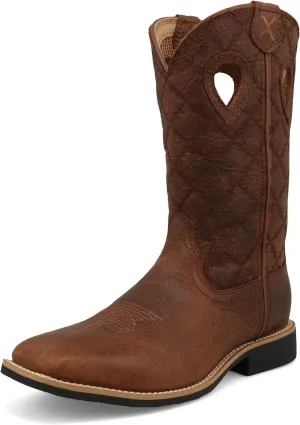 Twisted X Kid's Top Hand, New Wide Square Toe, Rawhide & Brown Patina, 6 M