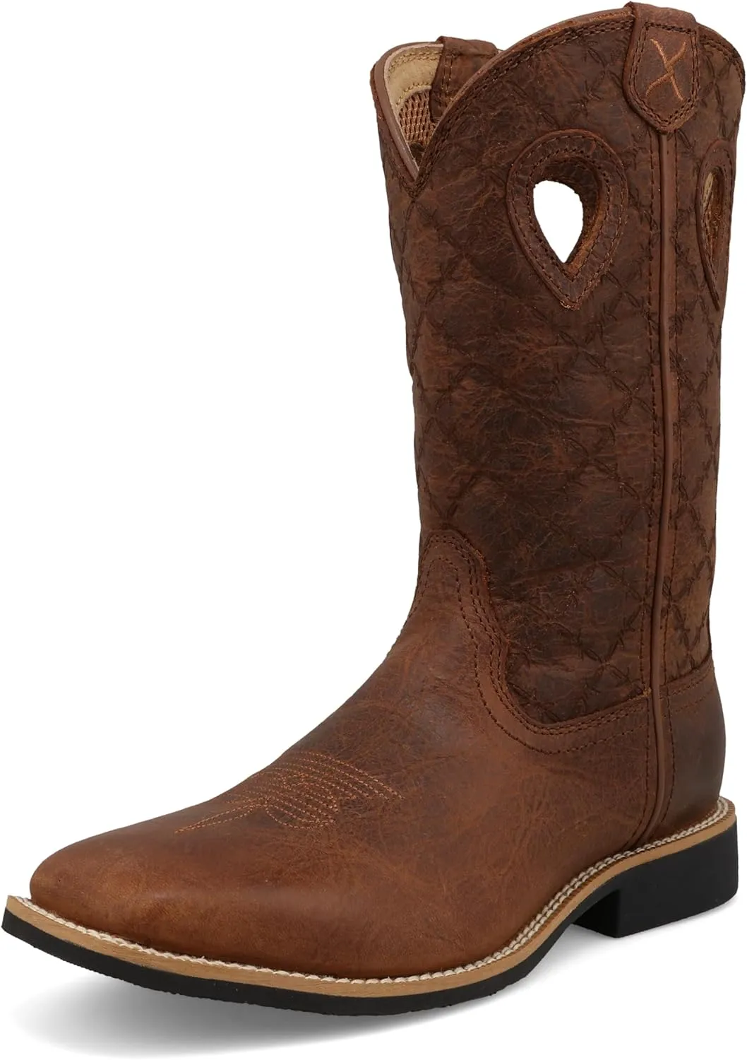 Twisted X Kid's Top Hand, New Wide Square Toe, Rawhide & Brown Patina, 6 M