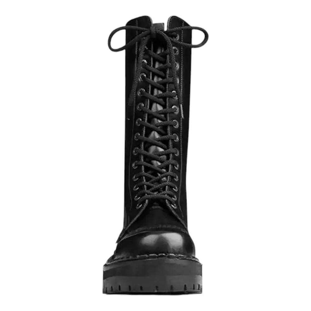UNDERGROUND PLATFORM STEEL TOE RANGER BOOT - DOUBLE - SOLE - BLACK LEATHER
