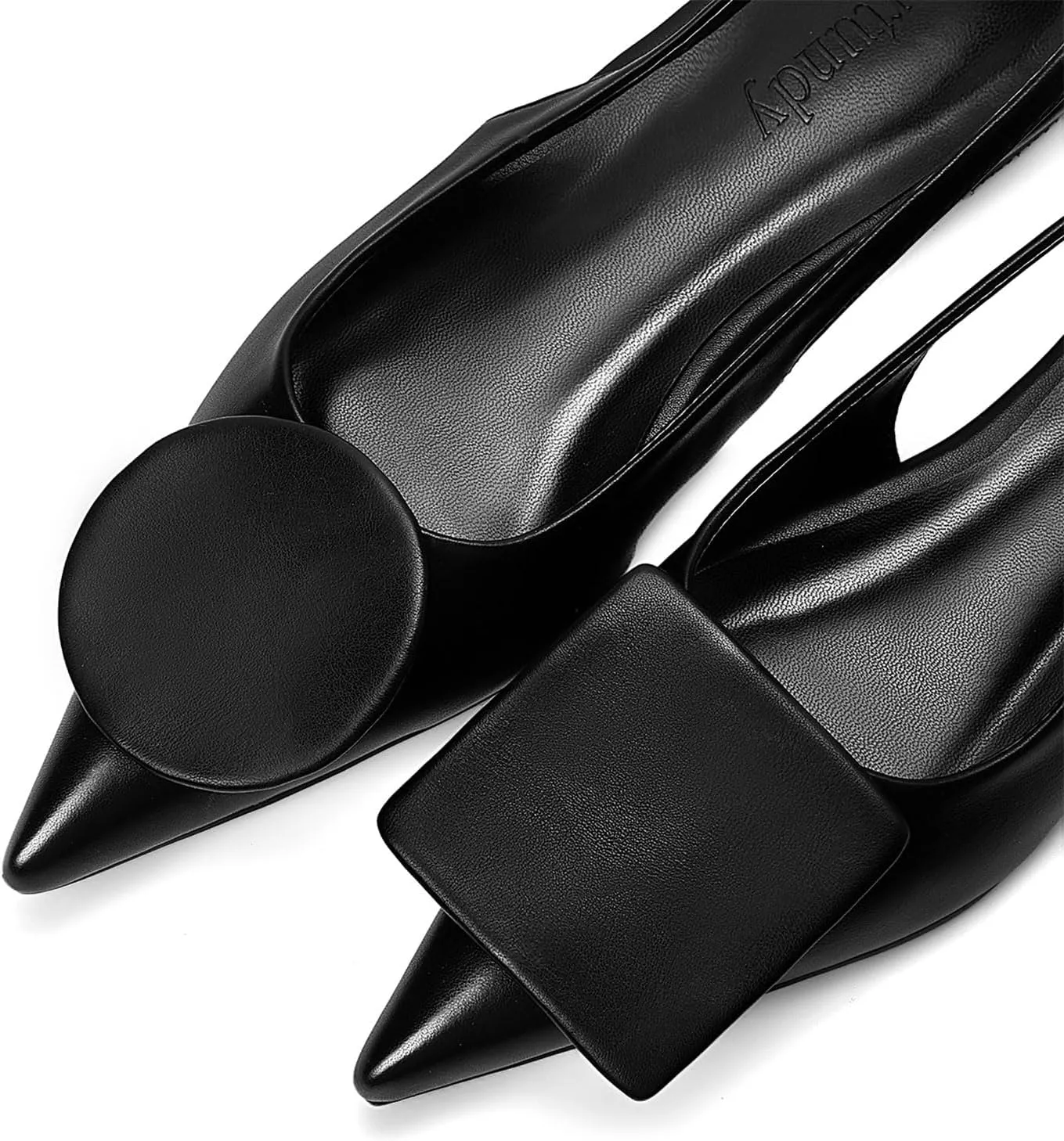 Vertundy Women's Slingback Flats Pointed Toe Flats for Women Low Heel Pumps Ankle Strap Sandals Circle Square Decorative Fashion Design Shoes