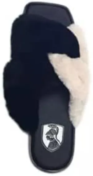 VHNY | Criss Cross Faux Fur Slippers | Multi | Size 6