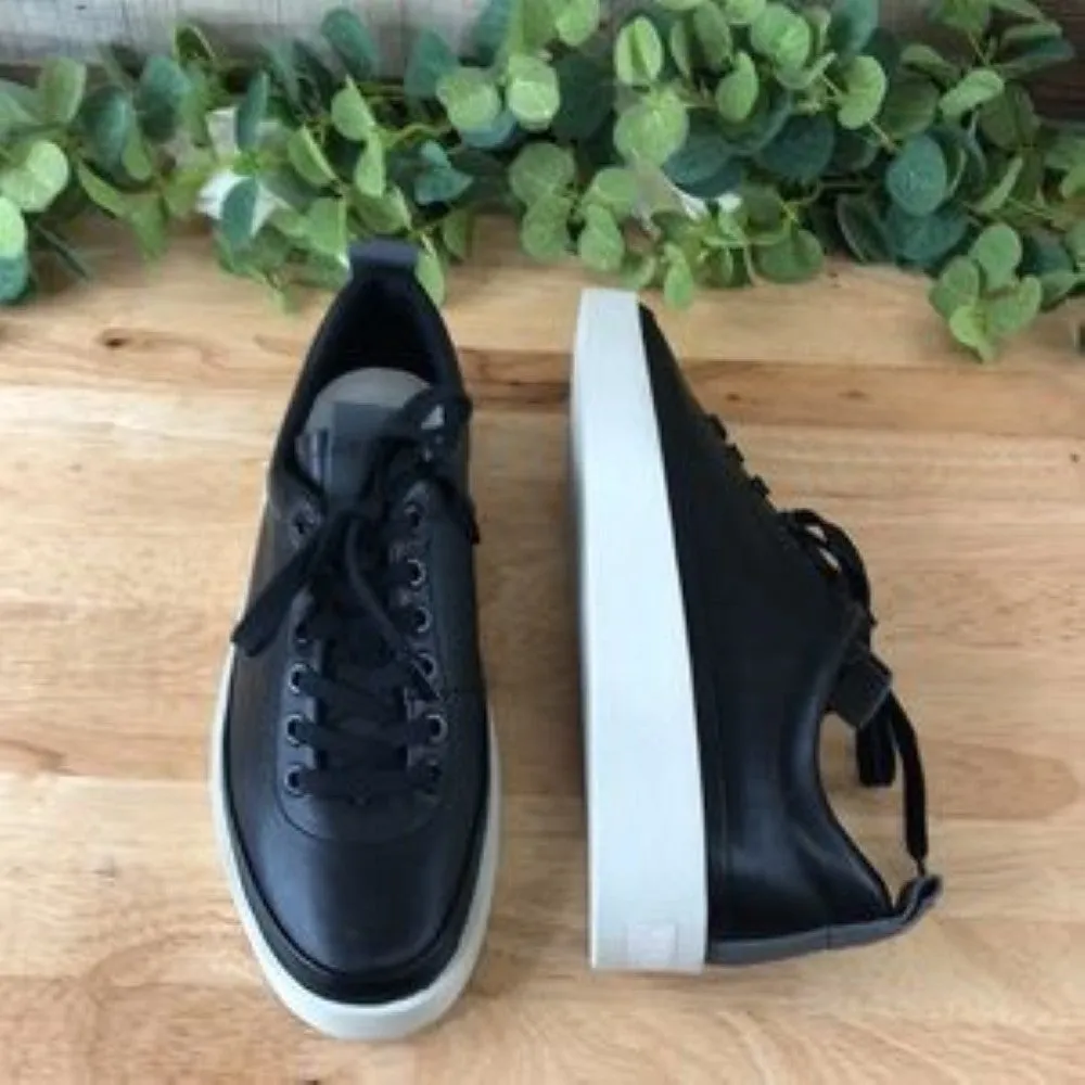 Via Spiga Mae Platform Sneaker  Black Leather Size 7.5