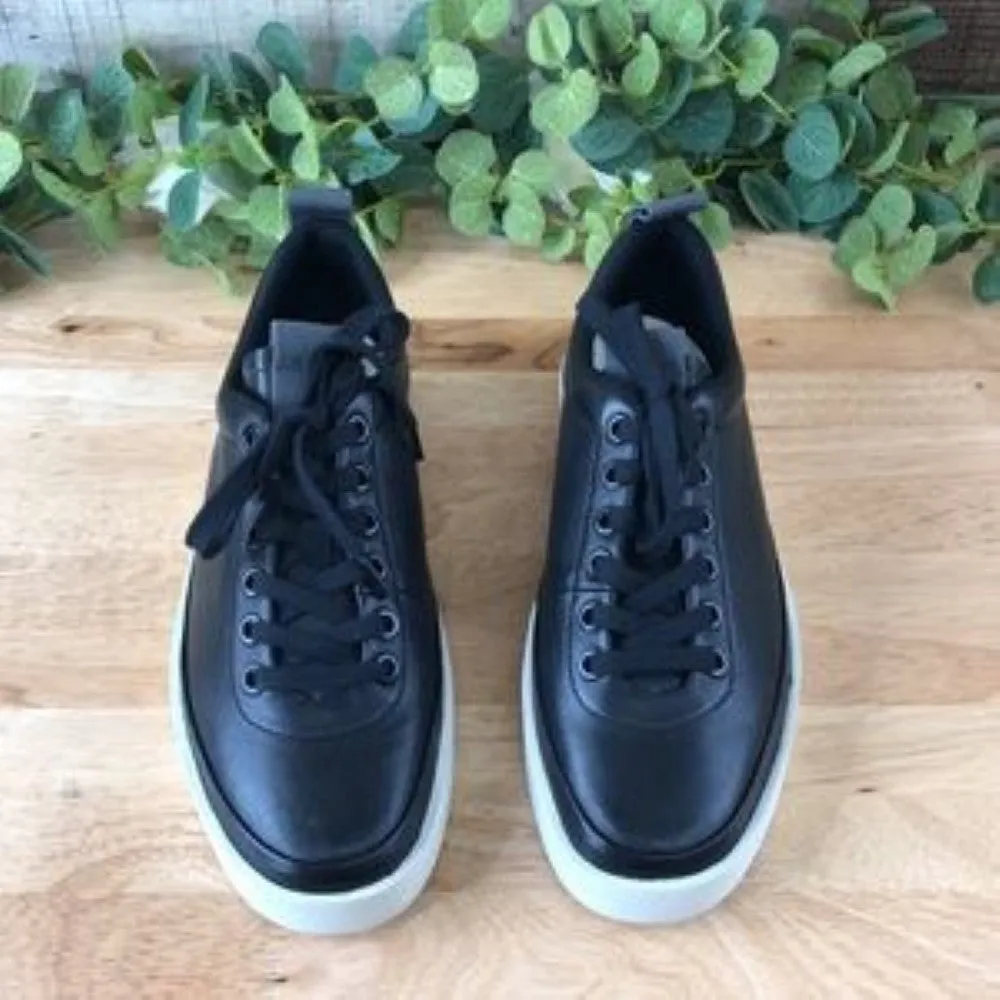 Via Spiga Mae Platform Sneaker  Black Leather Size 7.5