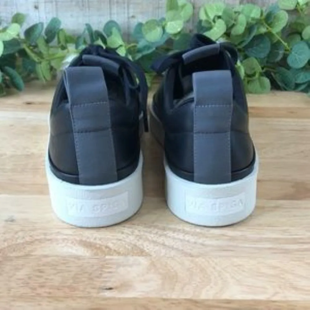 Via Spiga Mae Platform Sneaker  Black Leather Size 7.5