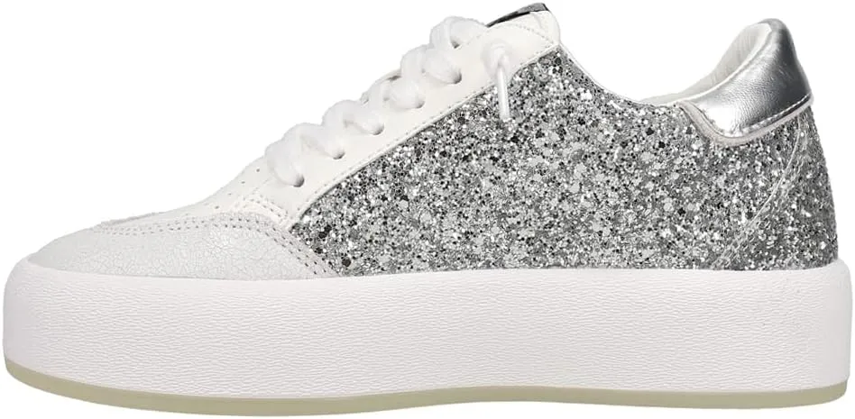VINTAGE HAVANA Women's Ream Glitter Metallic Slip on Platform Sneaker