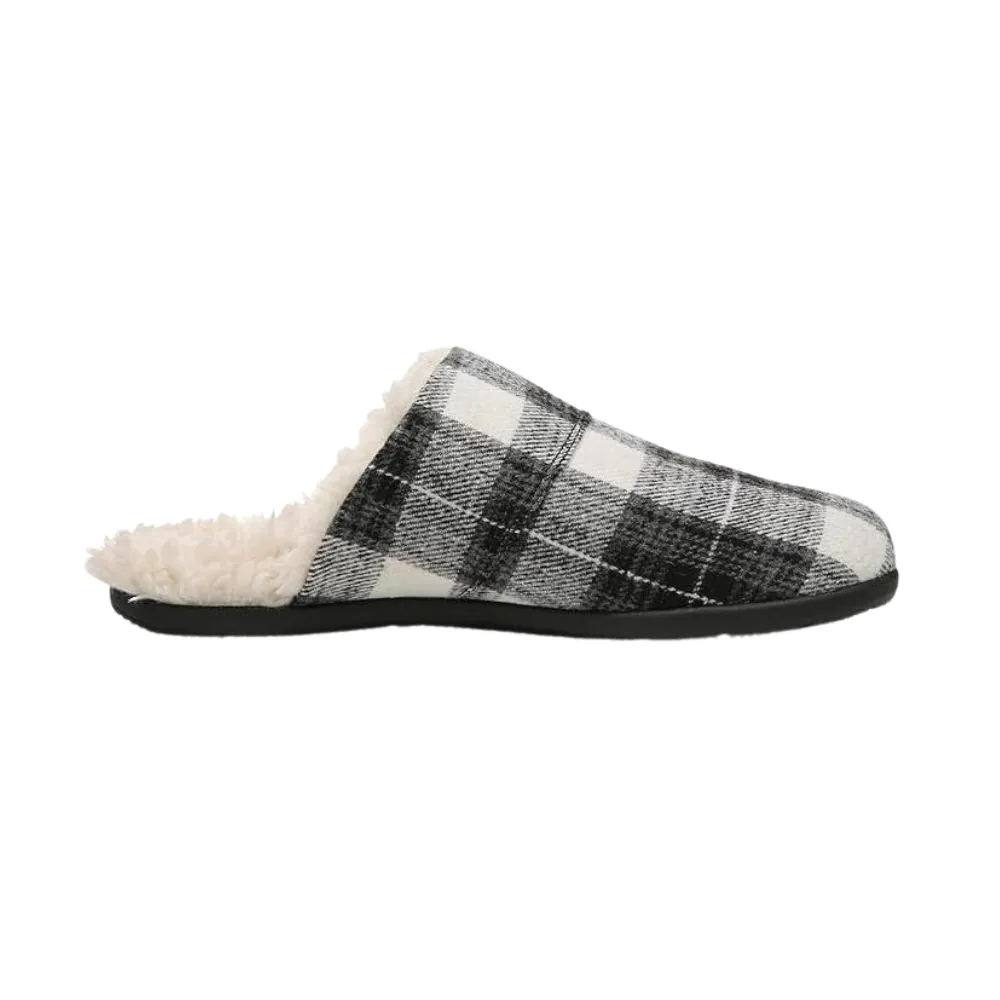 Vionic Alfons Men's Orthotic Comfort Slipper – Black Plaid, Arch Support, Indoor & Outdoor Use