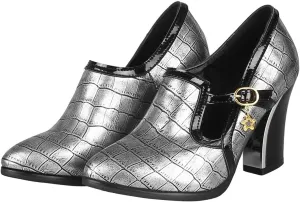 VOKLIN Women's Vintage Plaid Pump Oxfords Brogues Round Toe Wingtip Chunky Block High Heels Dress Shoes