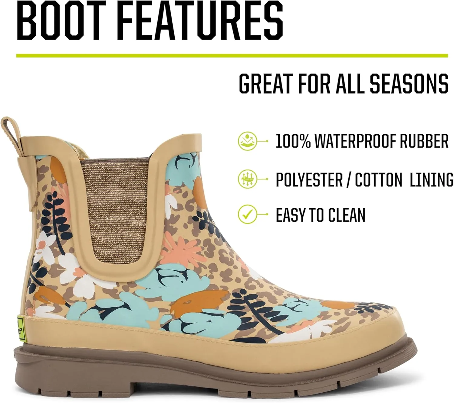 Western Chief Women's Waterproof Chelsea Ankle Rain Boot with Elastic Gore and Rubber Lug Outsole – Stylish and Functional for Rainy Days
