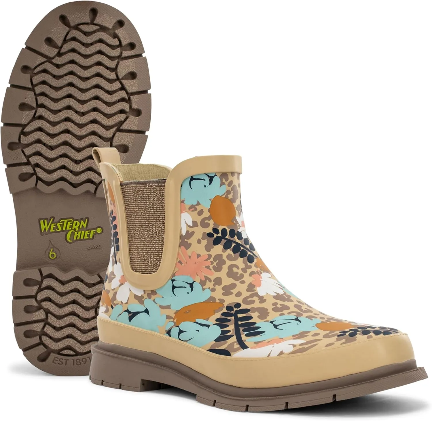 Western Chief Women's Waterproof Chelsea Ankle Rain Boot with Elastic Gore and Rubber Lug Outsole – Stylish and Functional for Rainy Days
