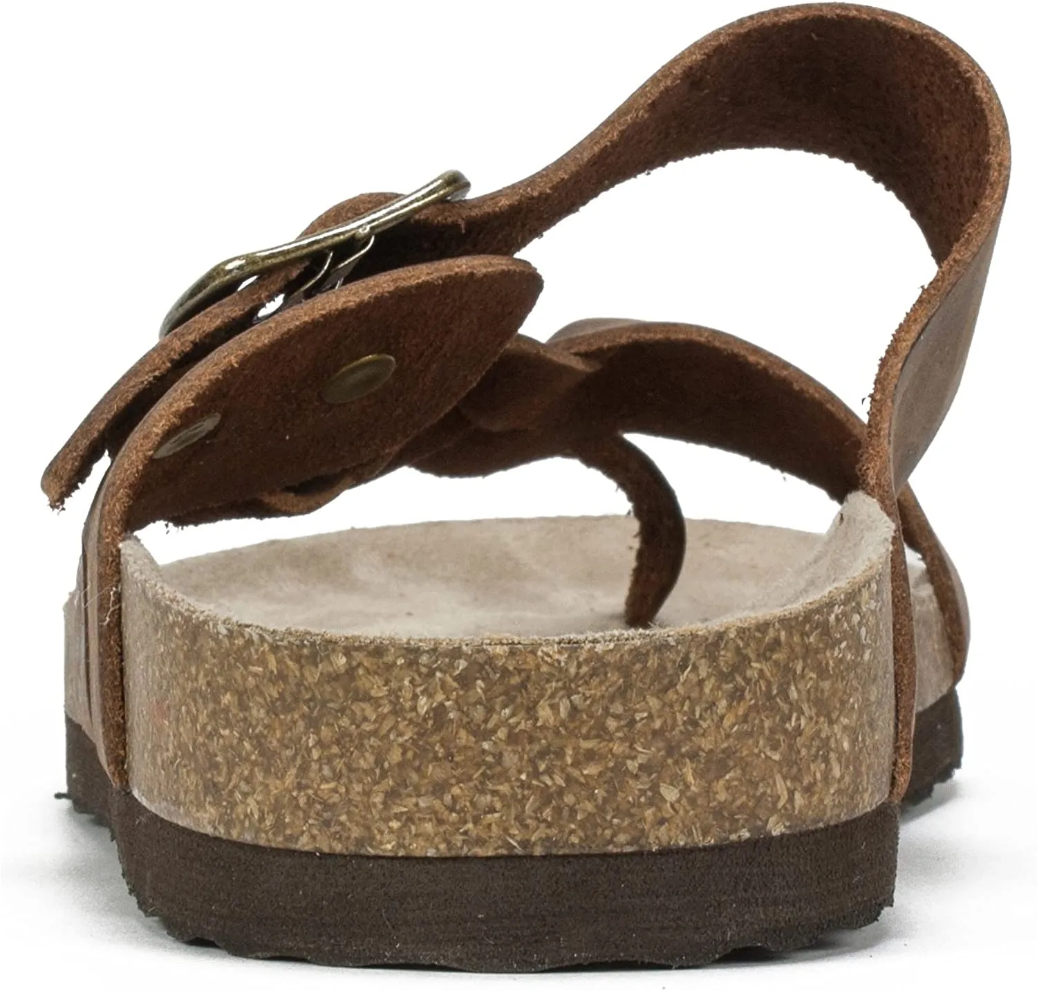 WHITE MOUNTAIN Shoes Crawford Women's Flat Sandal, Brown/Leather, 9 M