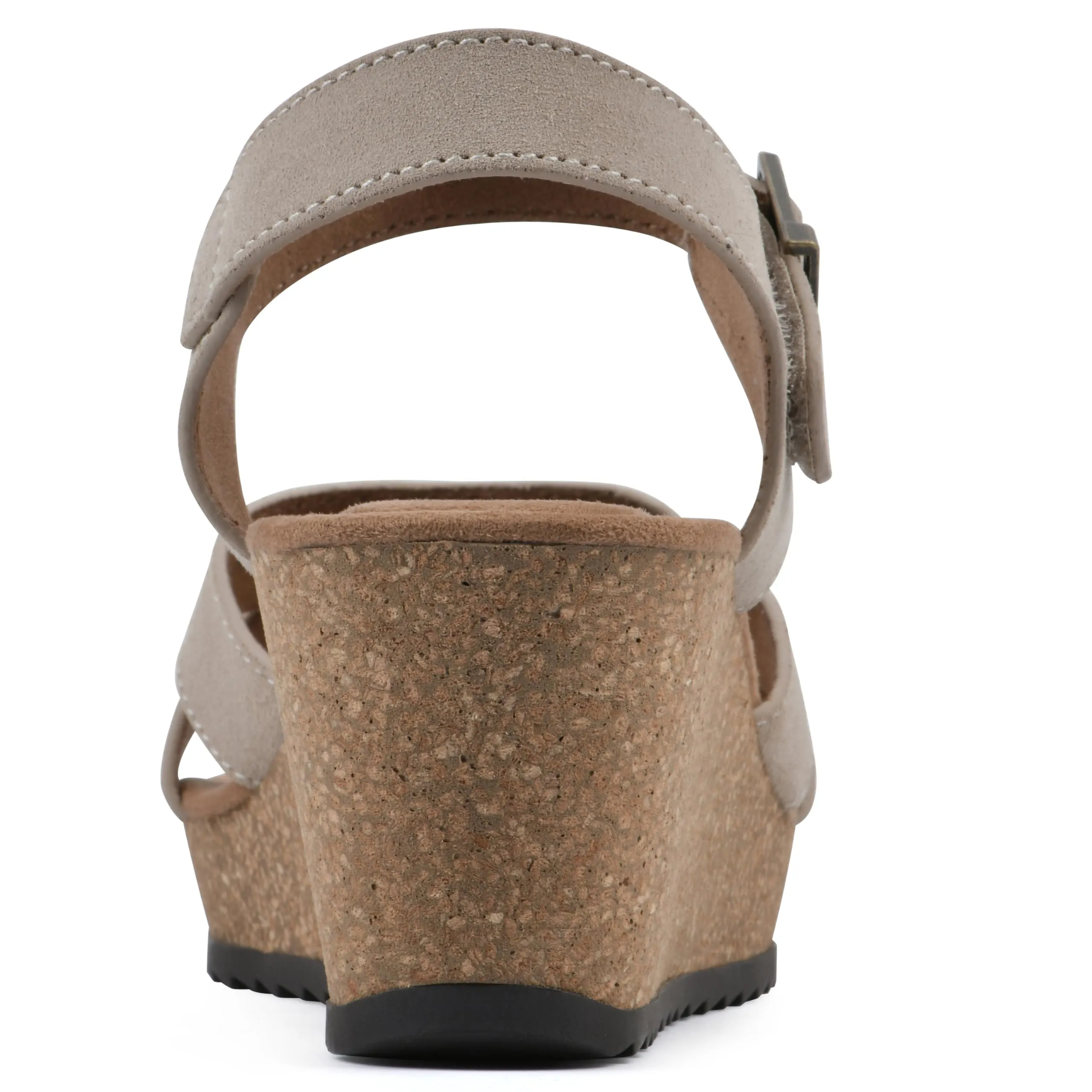 WHITE MOUNTAIN Women's Prezo Cork Wedge Sandal, Sandal Wood/Suede, 8.5 M