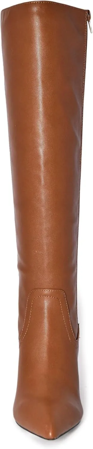 Wild Diva Women's Fashion Kitten Heel Pointed Toe Knee High Boots