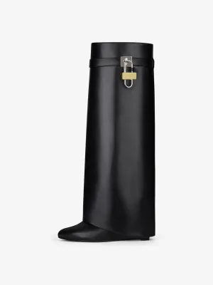 WILDKATZEN Women's Knee High Boots Fold over Wedges Boot Padlock Long Boots