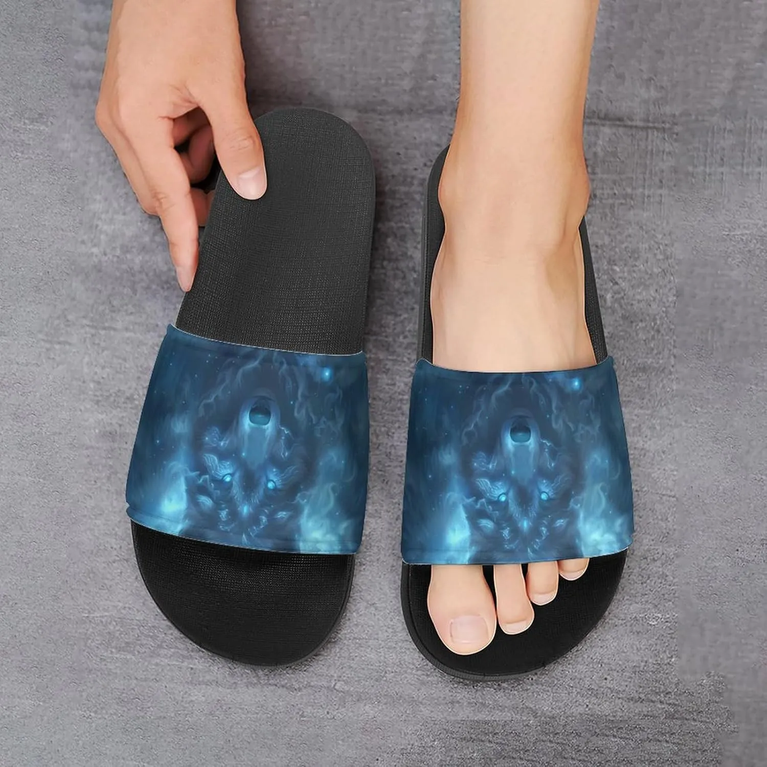 Winged Wolf King And Moon Fashion Womens And Mens Slippers House Shower Shoes Indoor Outdoor Beach