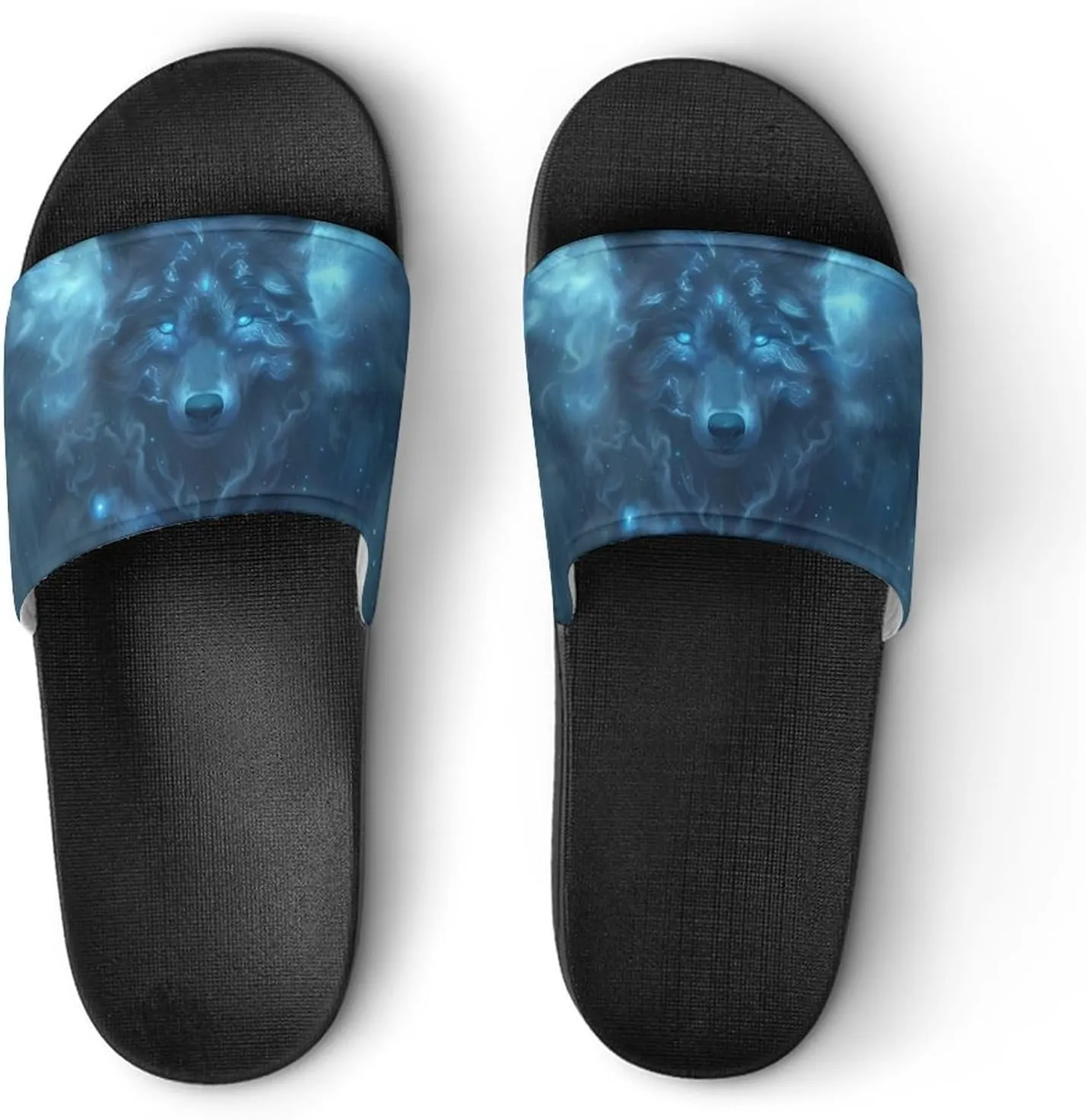 Winged Wolf King And Moon Fashion Womens And Mens Slippers House Shower Shoes Indoor Outdoor Beach