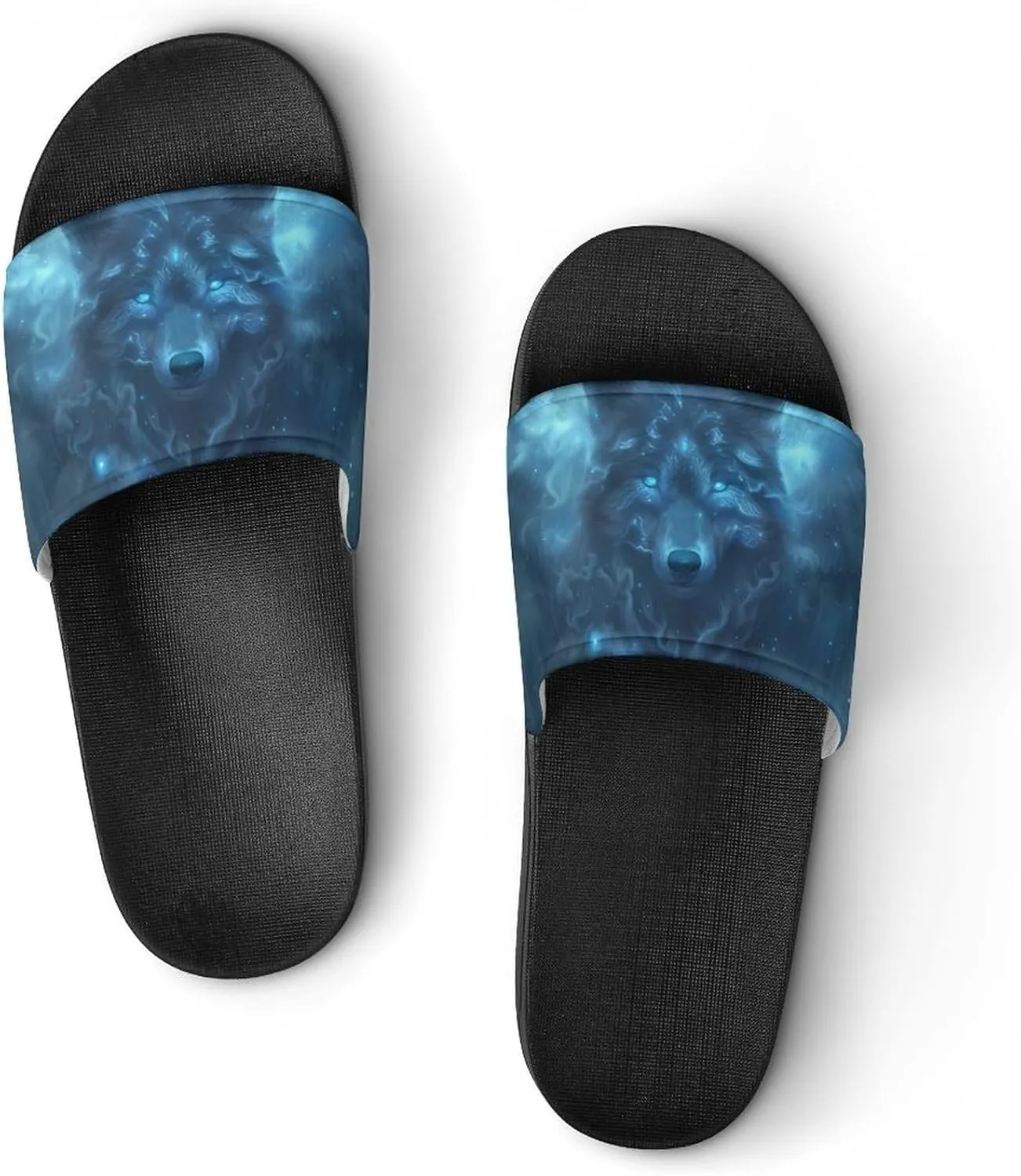 Winged Wolf King And Moon Fashion Womens And Mens Slippers House Shower Shoes Indoor Outdoor Beach