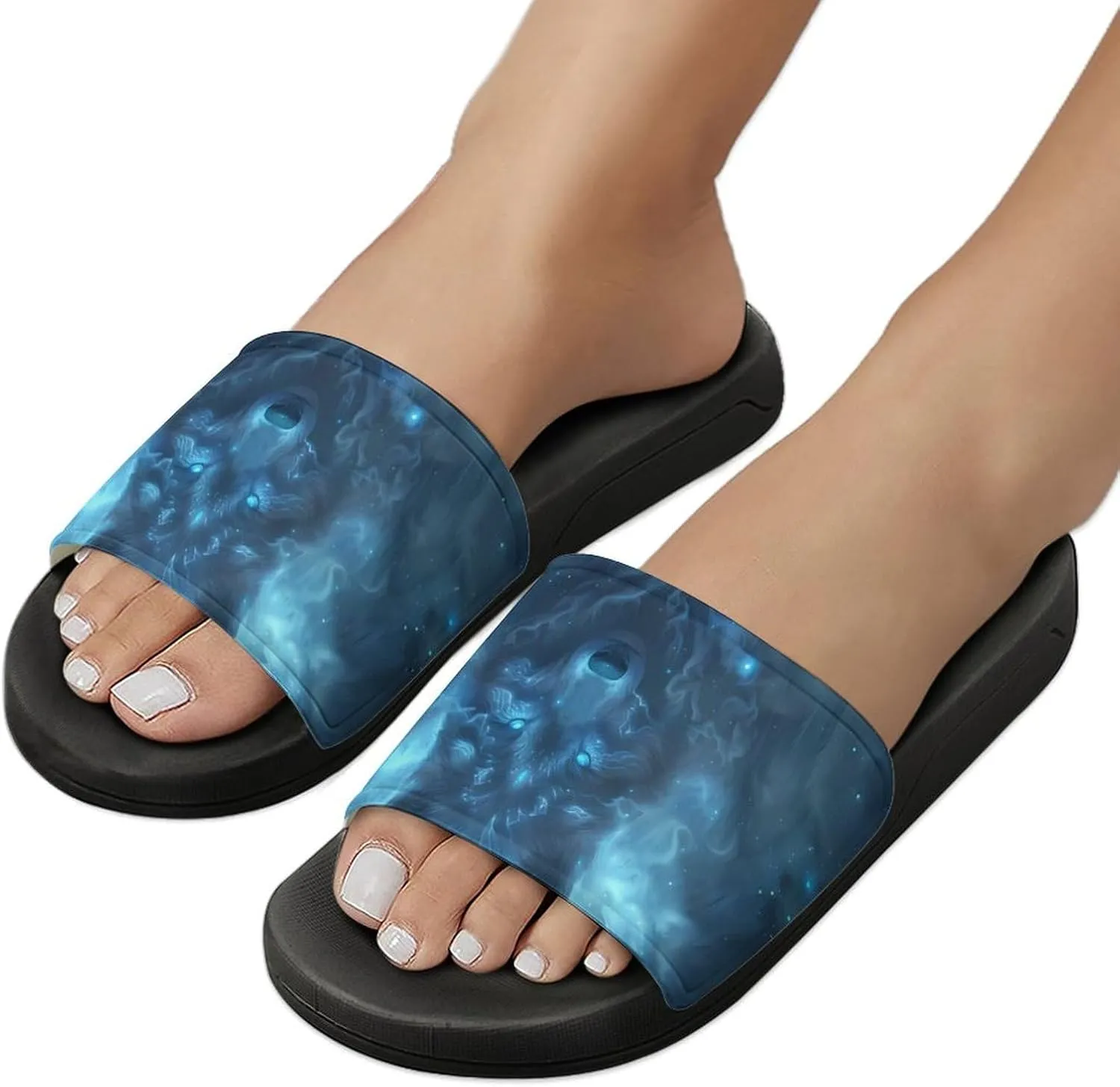 Winged Wolf King And Moon Fashion Womens And Mens Slippers House Shower Shoes Indoor Outdoor Beach