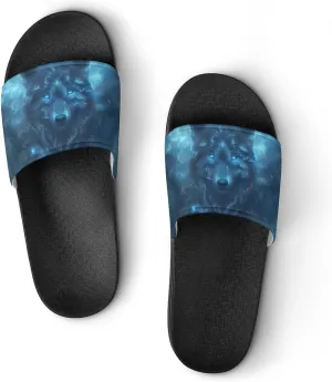 Winged Wolf King And Moon Fashion Womens And Mens Slippers House Shower Shoes Indoor Outdoor Beach