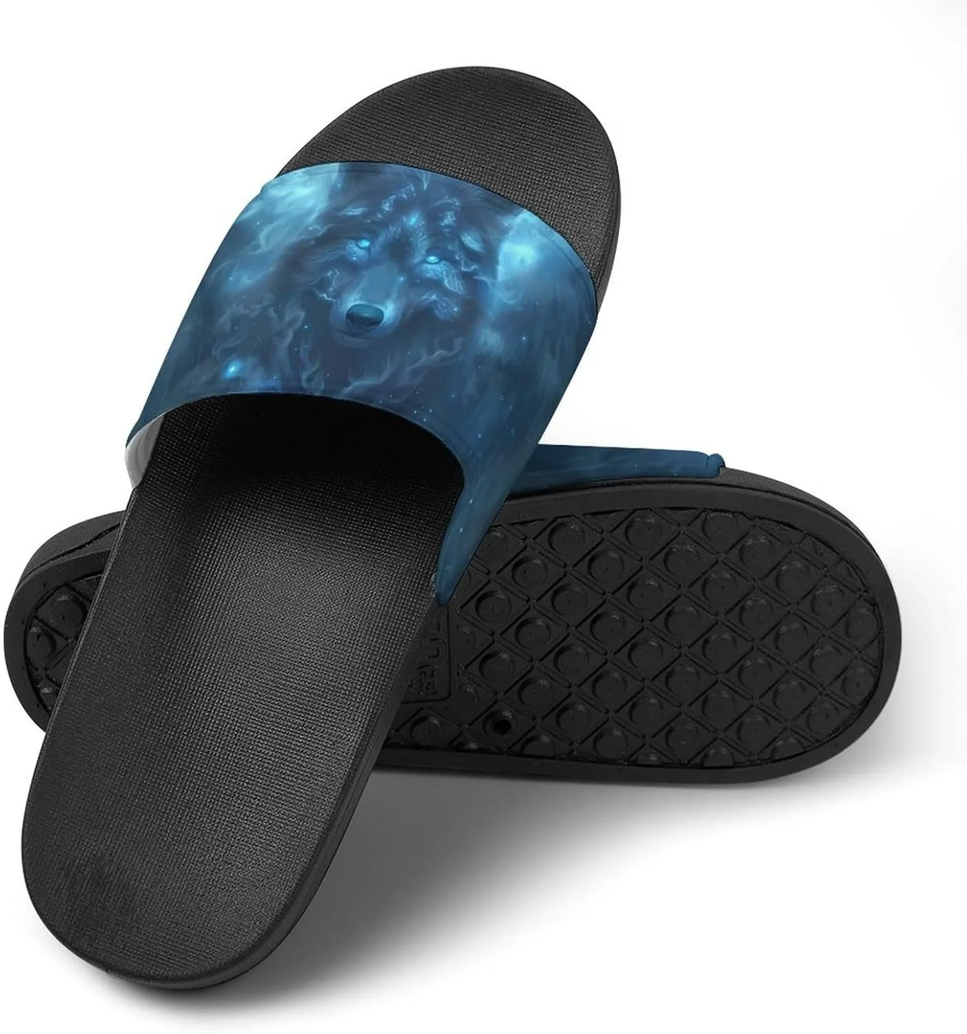 Winged Wolf King And Moon Fashion Womens And Mens Slippers House Shower Shoes Indoor Outdoor Beach