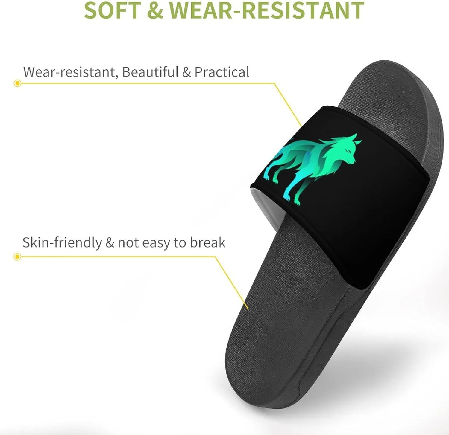 Wolf Silhouette Fashion Womens And Mens Slippers House Shower Shoes Indoor Outdoor Beach