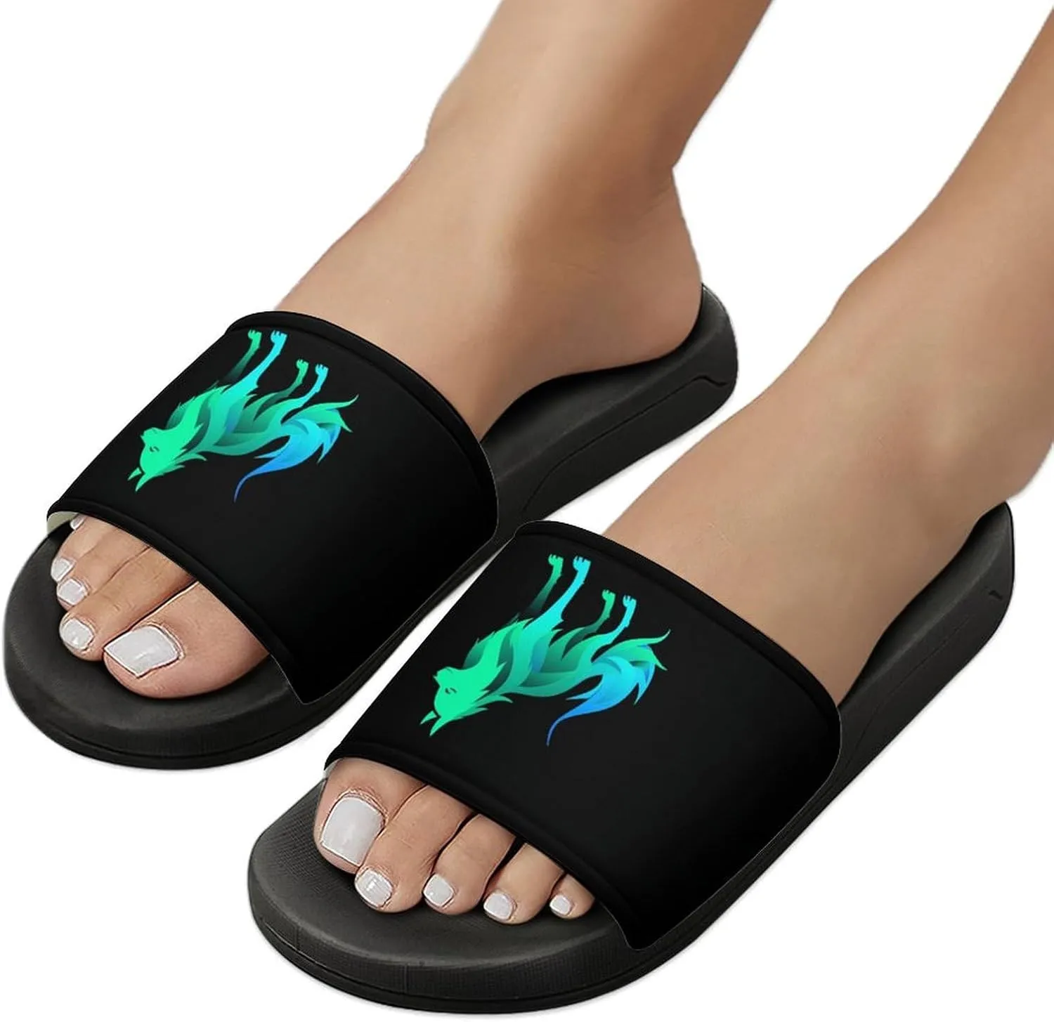 Wolf Silhouette Fashion Womens And Mens Slippers House Shower Shoes Indoor Outdoor Beach