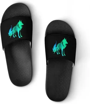 Wolf Silhouette Fashion Womens And Mens Slippers House Shower Shoes Indoor Outdoor Beach