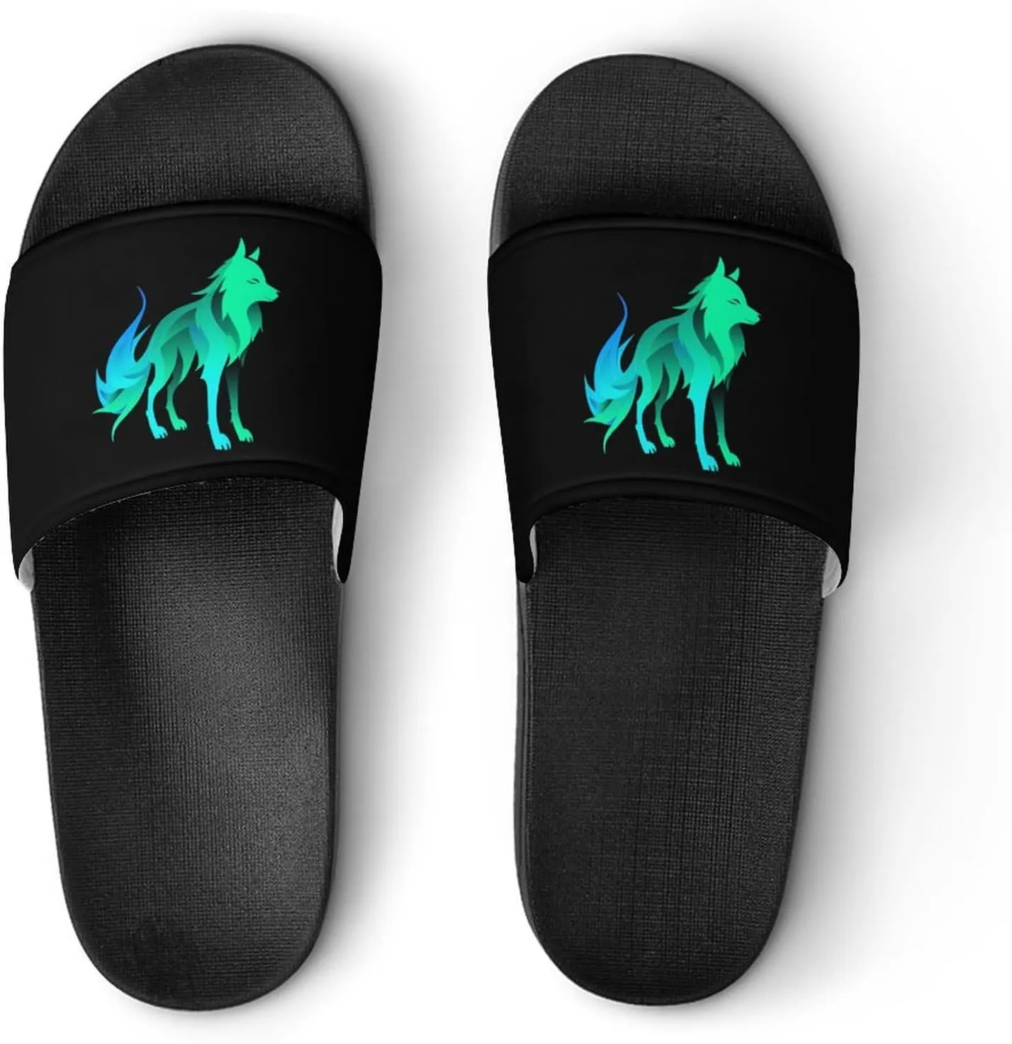 Wolf Silhouette Fashion Womens And Mens Slippers House Shower Shoes Indoor Outdoor Beach