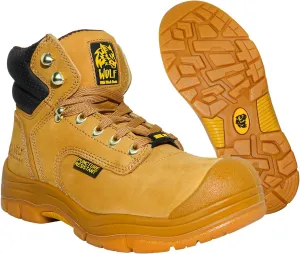WOLF Work Boot | 100% Genuine Upper Leather | Oil, Heat, Chemical, Impact, Puncture, Abrasion Resistant | Electrical Hazards | Non-Slip Rubber Sole | Steel Toe | Padded Collar | Construction | Industrial PPE