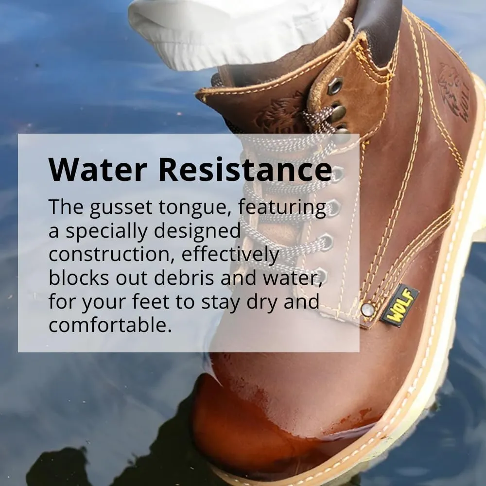 WOLF Work Boot | 100% Genuine Upper Leather | Oil, Heat, Chemical, Impact, Puncture, Abrasion Resistant | Electrical Hazards | Non-Slip Rubber Sole | Steel Toe | Padded Collar | Construction | Industrial PPE