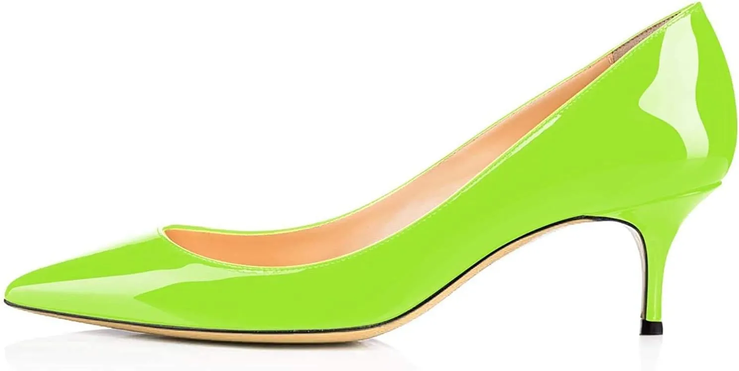 Women Fashion Pointed Toe Slip On Comfort Basic Kitten Heel Pumps Shoes