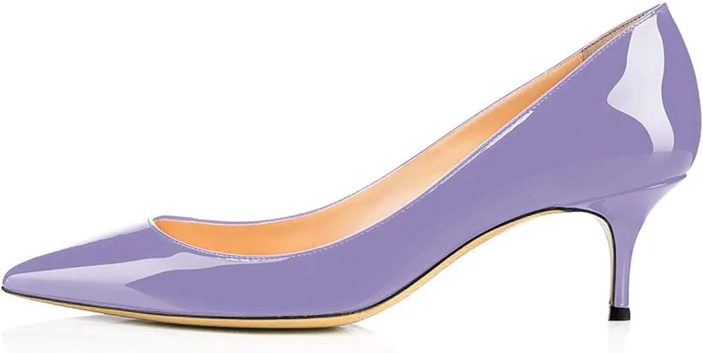 Women Fashion Pointed Toe Slip On Comfort Basic Kitten Heel Pumps Shoes