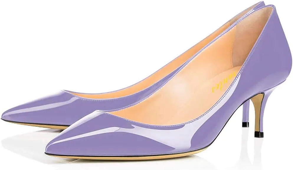 Women Fashion Pointed Toe Slip On Comfort Basic Kitten Heel Pumps Shoes