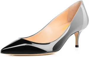 Women Fashion Pointed Toe Slip On Comfort Basic Kitten Heel Pumps Shoes