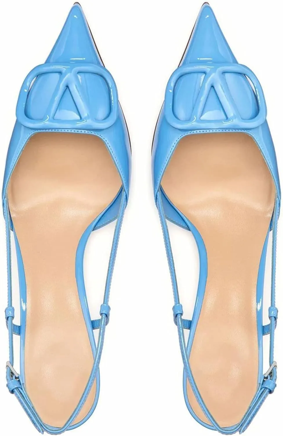 Women Heeled Slingback Sandals Closed Pointed Toe Stiletto High Heels Patent Leather Pumps Slip-On Backless Evening Prom Party Dress Shoes