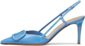 Women Heeled Slingback Sandals Closed Pointed Toe Stiletto High Heels Patent Leather Pumps Slip-On Backless Evening Prom Party Dress Shoes