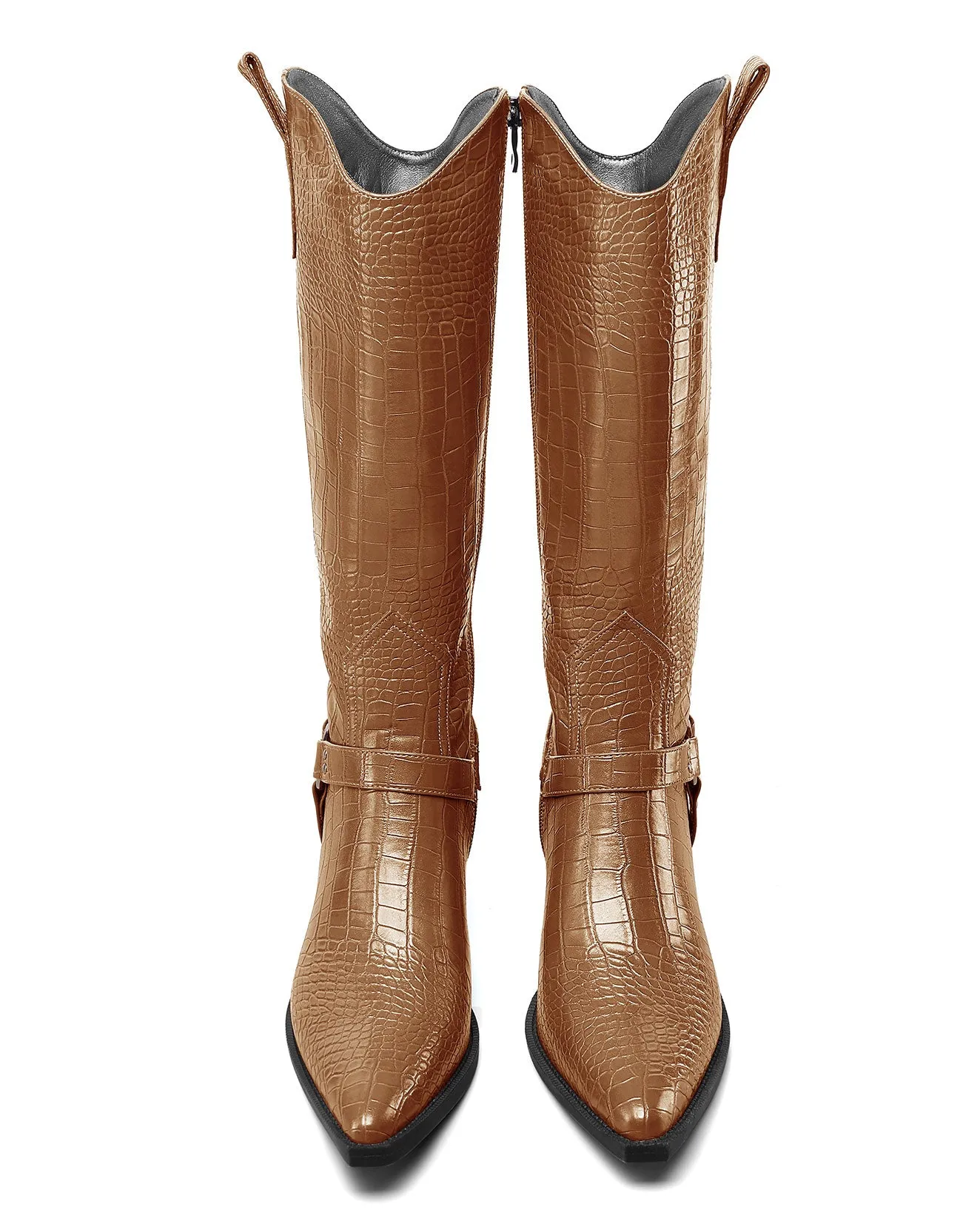Women Ladies Cowboy Boots for Women Western Cowgirl Boots Embroidered Pointed Toe Mid Calf Boots with Chunky Block Heel 6CM Heels