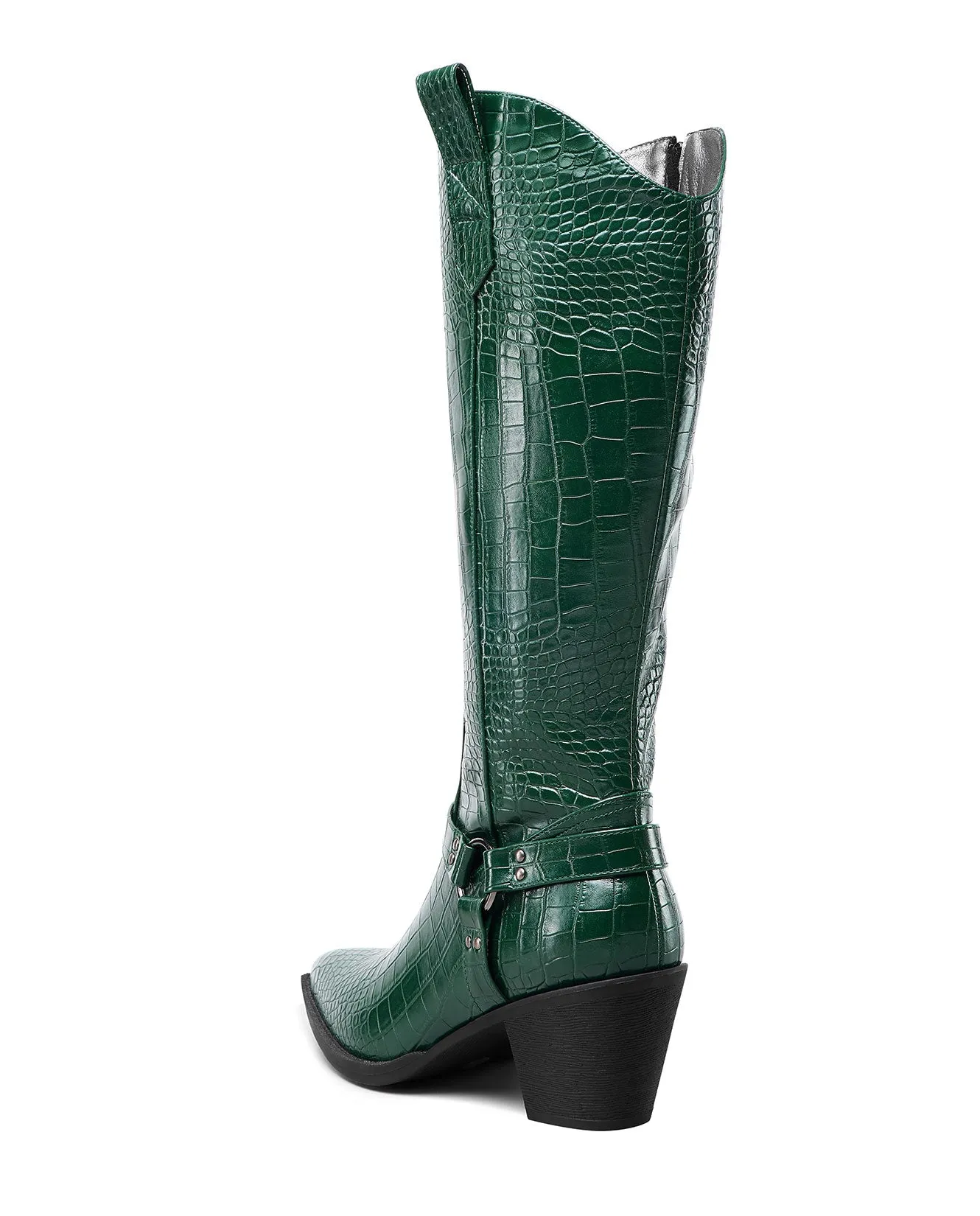 Women Ladies Cowboy Boots for Women Western Cowgirl Boots Embroidered Pointed Toe Mid Calf Boots with Chunky Block Heel 6CM Heels