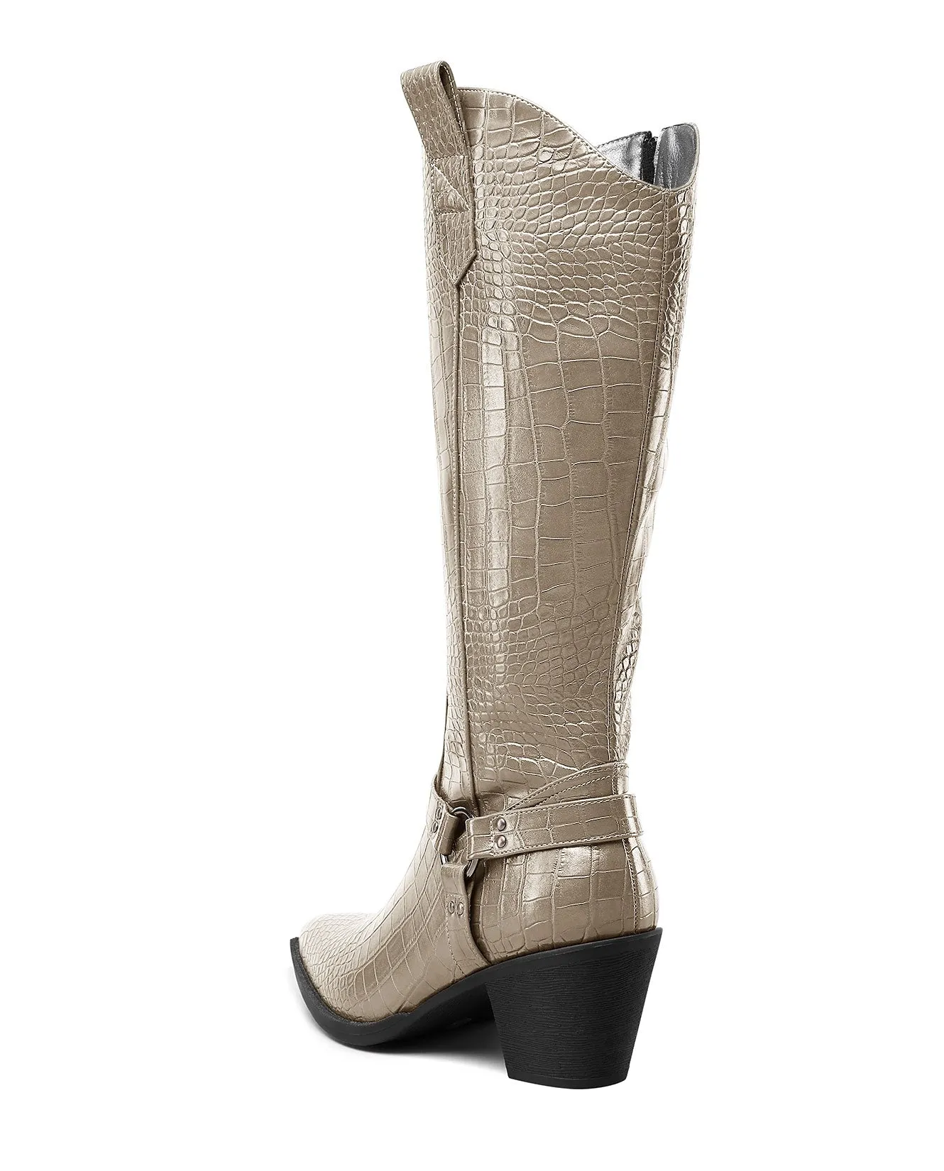 Women Ladies Cowboy Boots for Women Western Cowgirl Boots Embroidered Pointed Toe Mid Calf Boots with Chunky Block Heel 6CM Heels