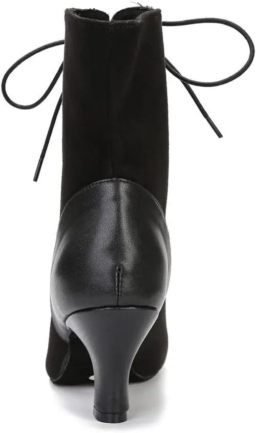 Women Suede Ballroom Dance Boots Latin Salsa Dress Shoes Practice Footwear 2.5inch 3.5inch Heels YT22
