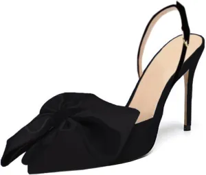 Women's Bow-Knot Pointed Toe High Heel Stiletto Pumps Dress Party Ladies Sandals Shoes