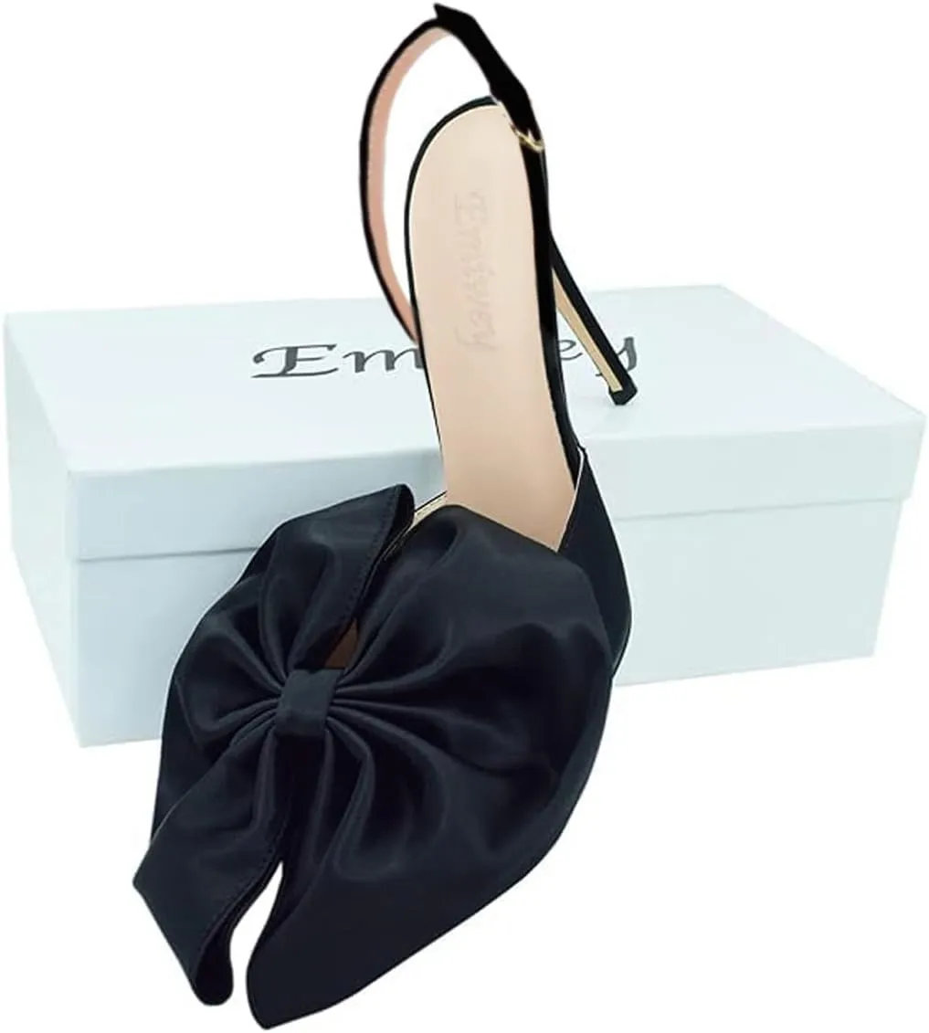 Women's Bow-Knot Pointed Toe High Heel Stiletto Pumps Dress Party Ladies Sandals Shoes