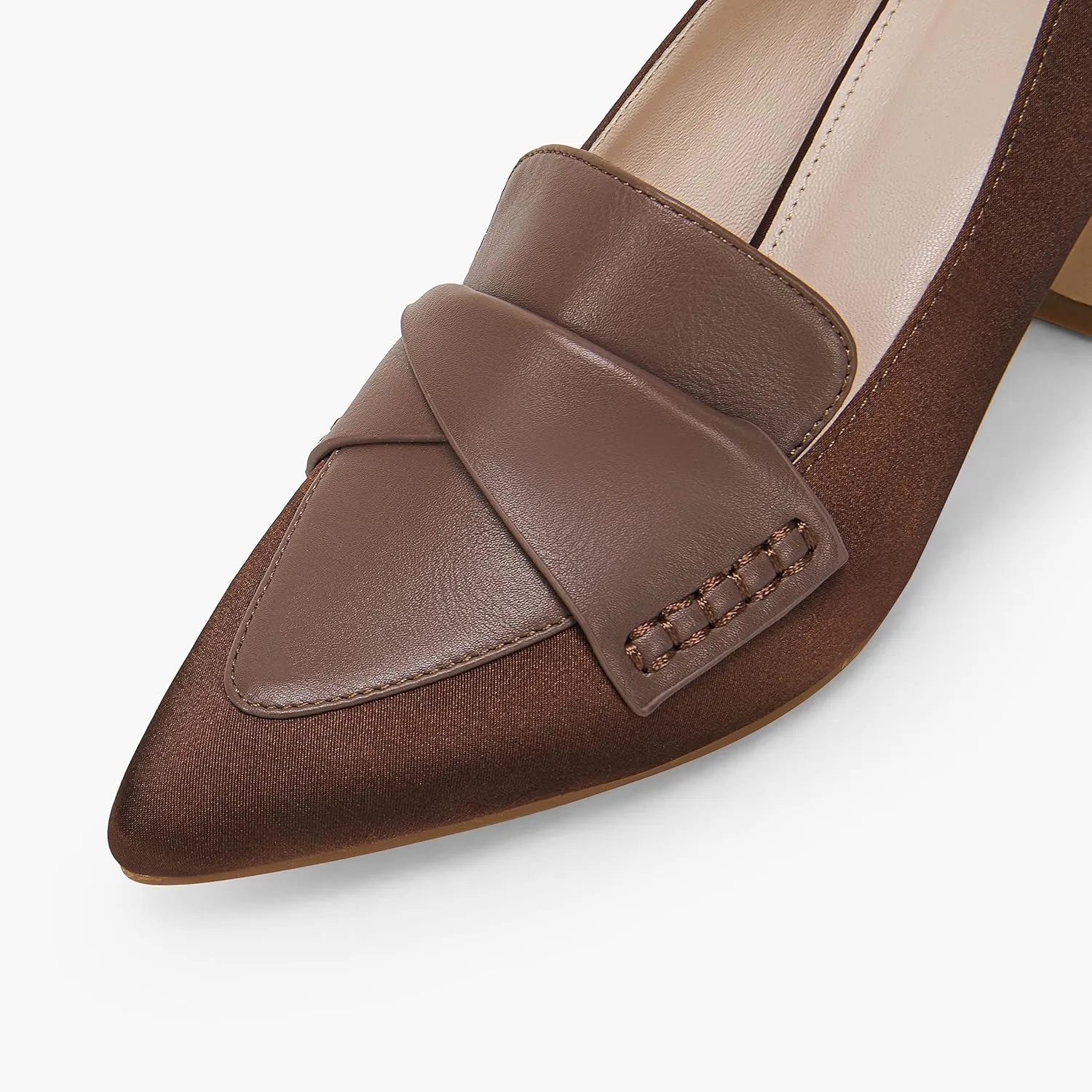 Women's Chunky Block Low Heels Pumps Stitching Retro Work Office Dress Shoes