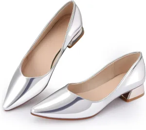 Women's Chunky Closed Toe Low Block Heels Work Pumps Comfortable Dress Wedding Shoes for Party Office