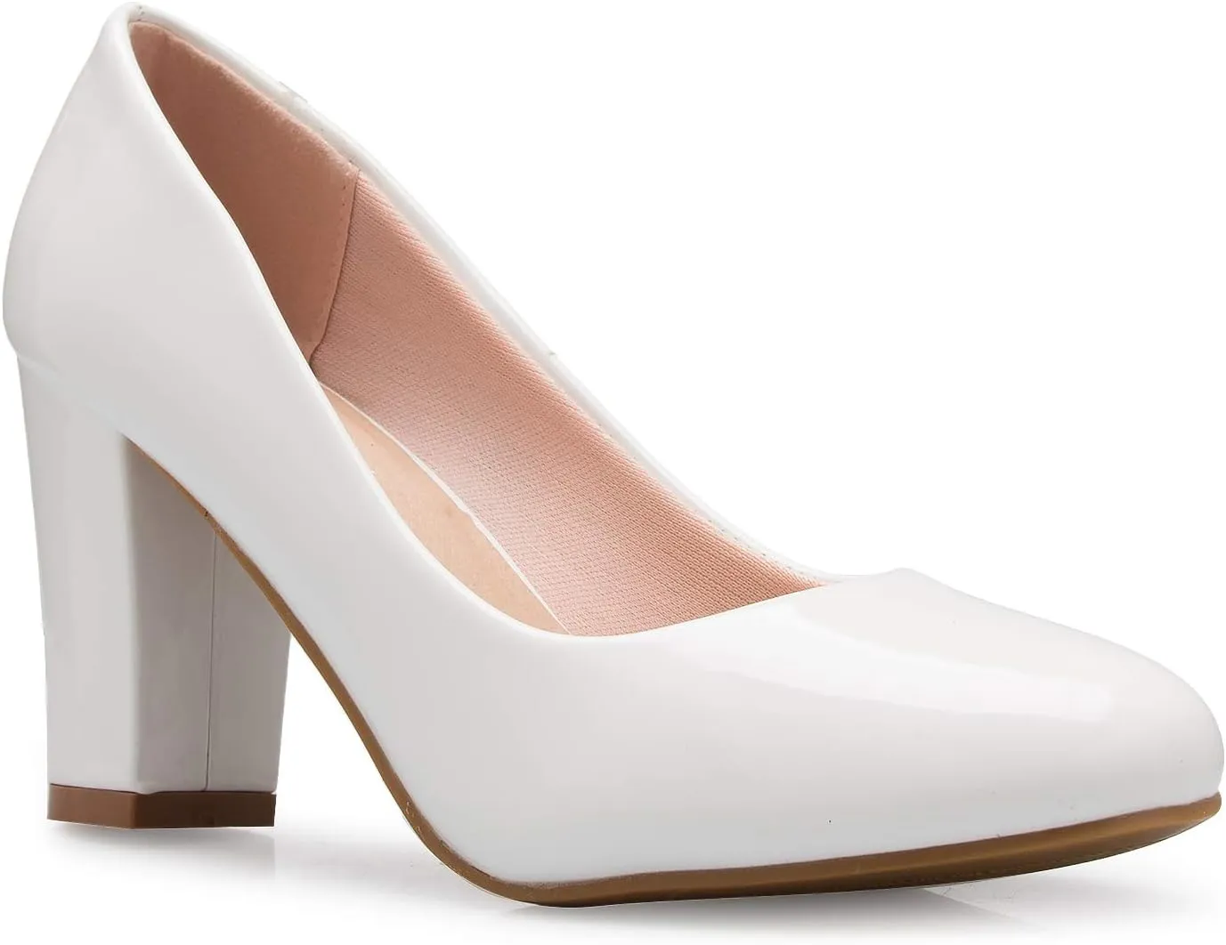 Women's Classic Round-Toe Platform Pumps High Block Heel - Adorable, Comfortable
