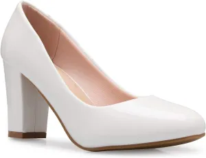 Women's Classic Round-Toe Platform Pumps High Block Heel - Adorable, Comfortable