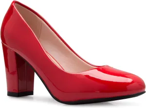 Women's Classic Round-Toe Platform Pumps High Block Heel - Adorable, Comfortable