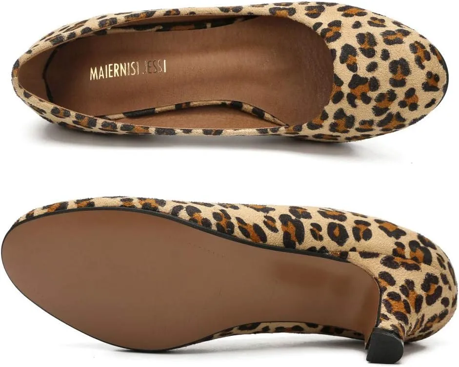Women's Classic Round Toe Pump Kitten Low Heel Shoes